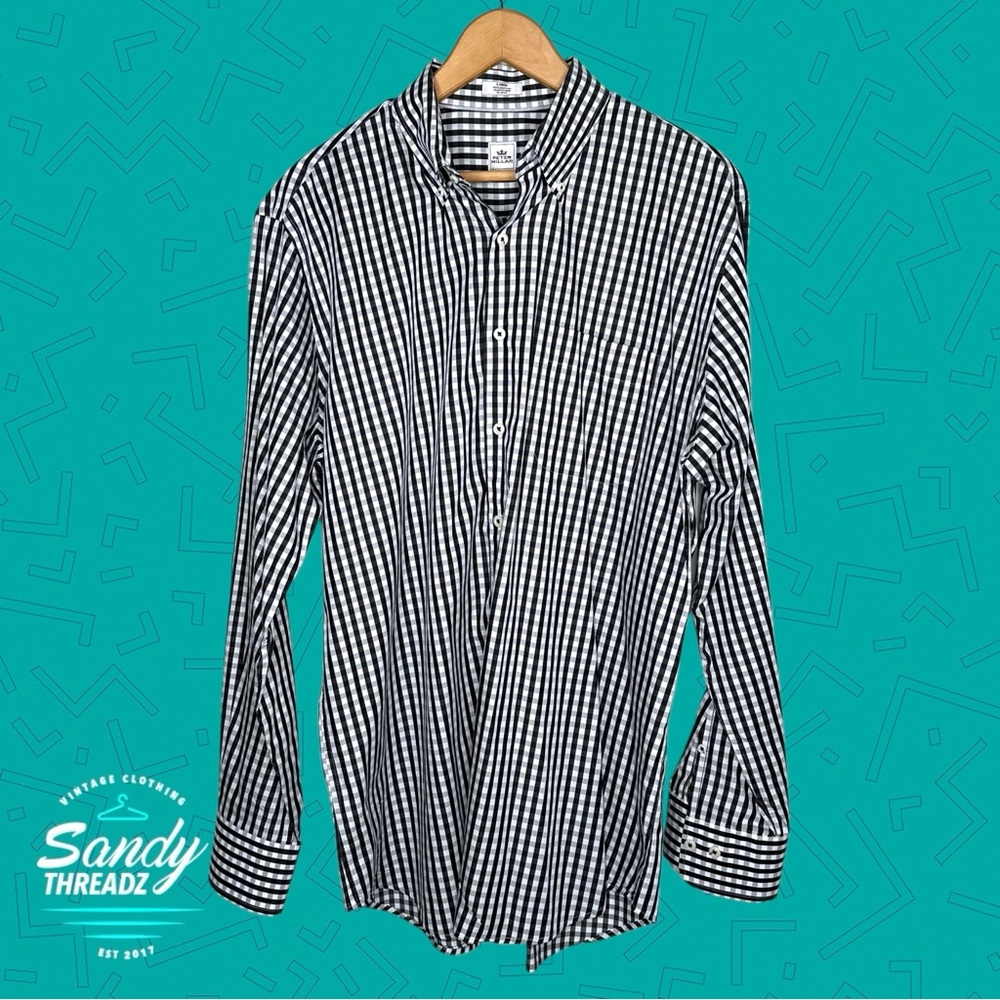 Peter Millar Button Down Gingham Plaid Shirt - image 3